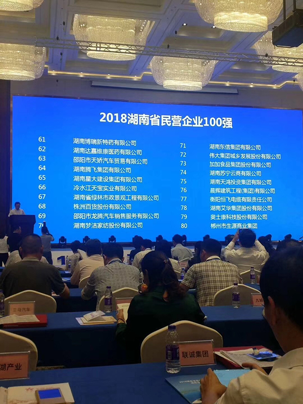 湖南省發(fā)布民營企業(yè)100強名單，天嬌榮膺63位